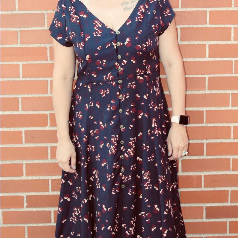 Navy and maroon dress